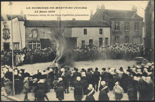 "L'heureux retour de nos Chers Captifs" après l'échauffourée de l'inventaire des biens de l'église le 22 mars 1906.